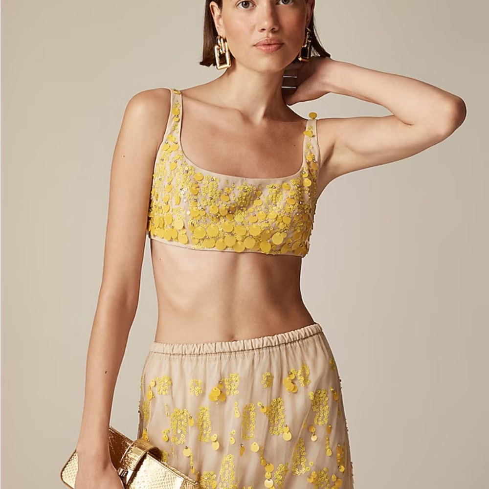 NWT JCrew Collection Yellow sequin-embellished bra top